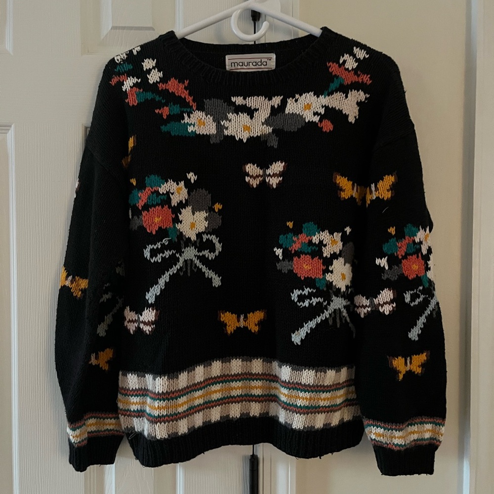 Black Floral Women's Sweater